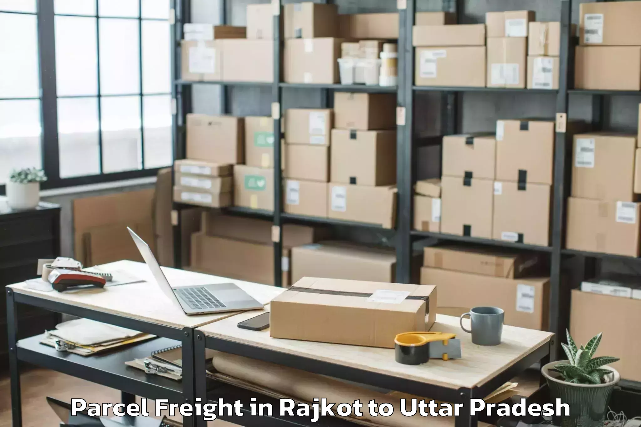 Leading Rajkot to Gonda Parcel Freight Provider